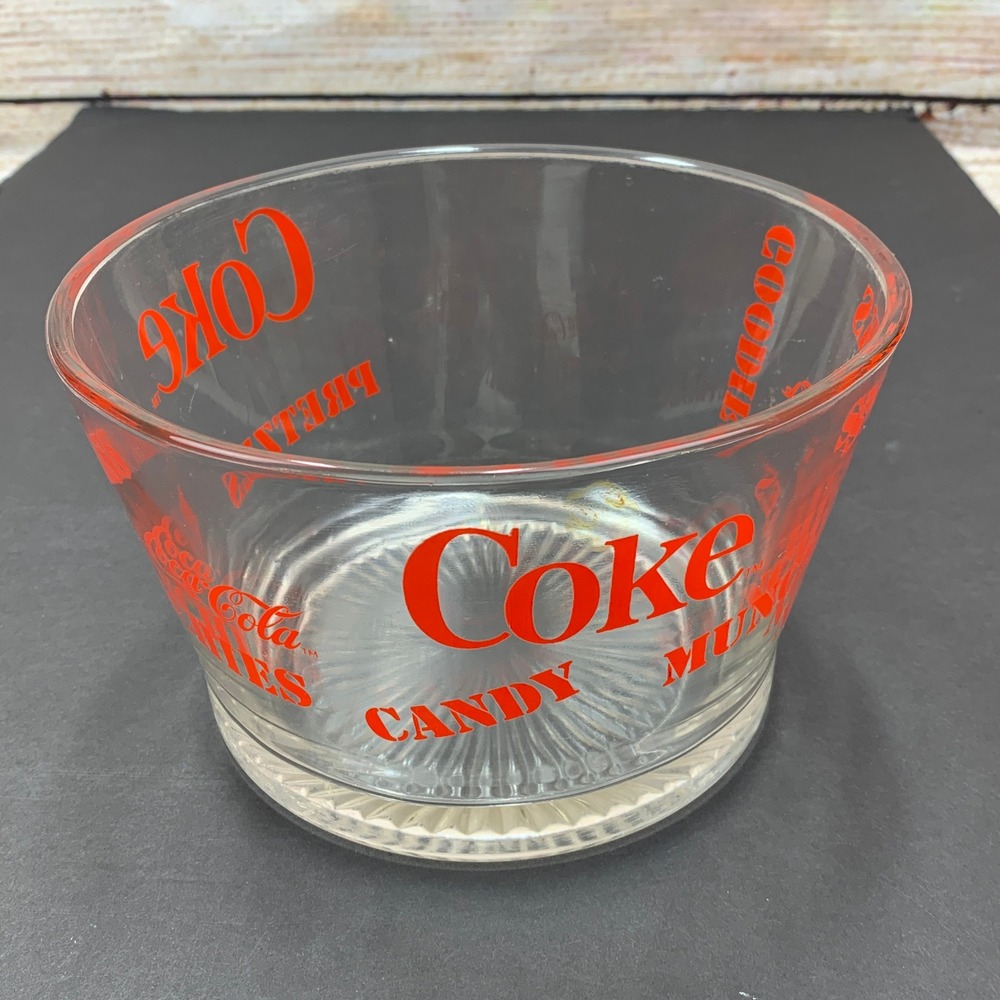 Vintage Glass Coca-Cola Coke Snack Bowl Candy‎ Pretzels Nibbles Goodies Munchies
